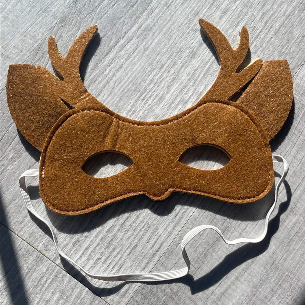 Kids Reindeer Mask with Glitter Antlers